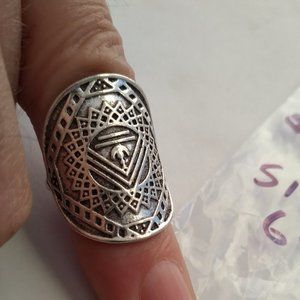 Arizona simulated silver native American mystic wide pinky ring size 6.5